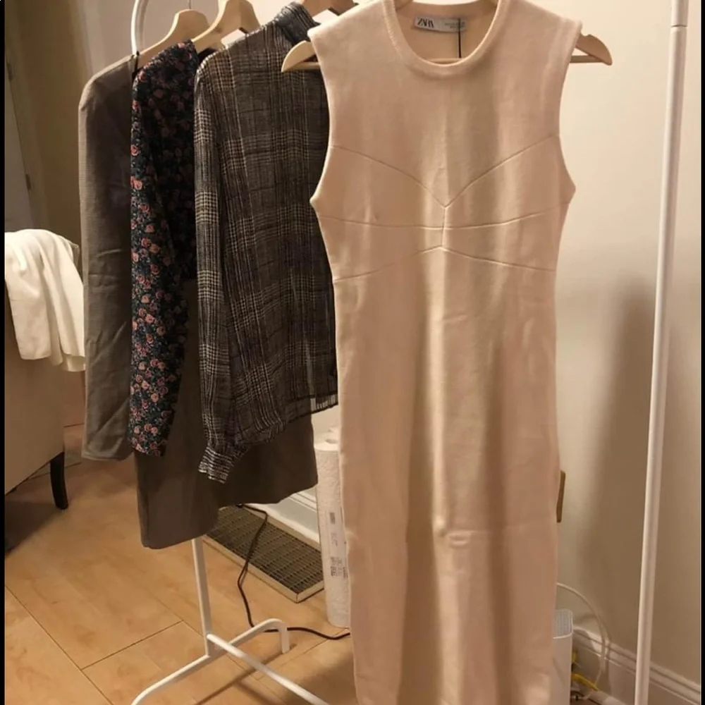 Zara Light Beige Midi Dress - Picture 1 of 2